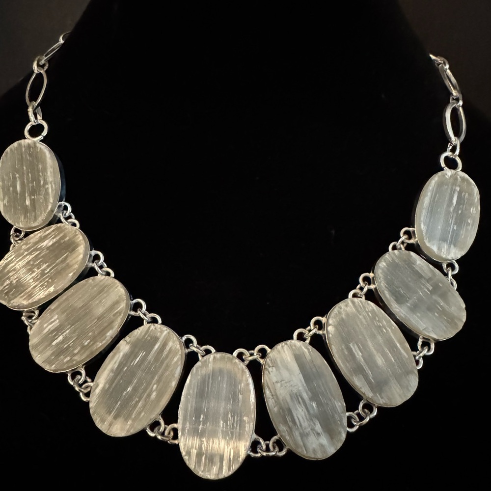 Elegant sterling Silver‎ and selenite Necklace